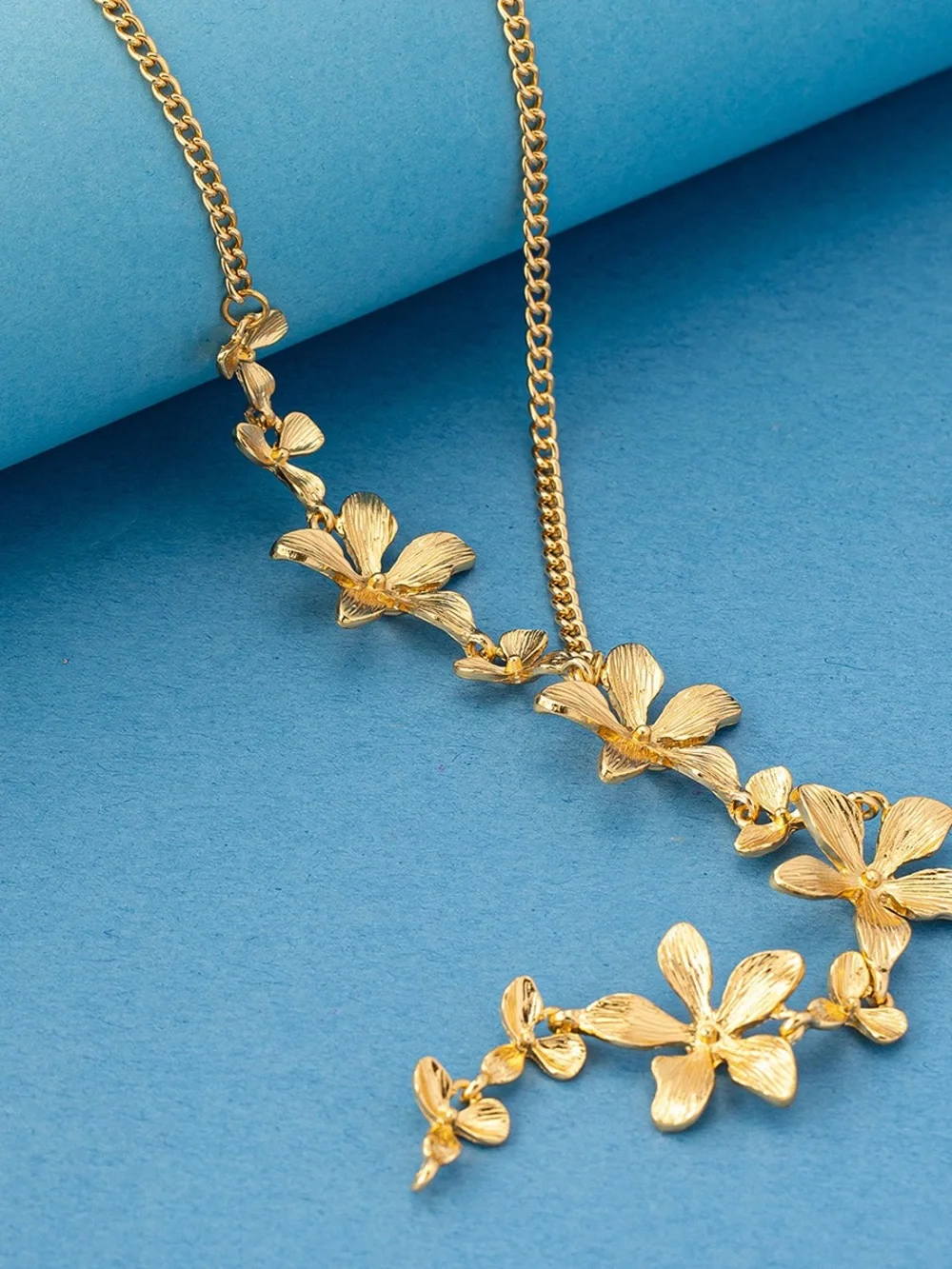 Anthropologie Gold Floral Y-Drop Necklace